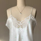 Vintage Floral Slip Dress – Ivory Satin Lace Trim Mini Lingerie