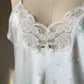 Vintage Floral Slip Dress – Ivory Satin Lace Trim Mini Lingerie