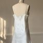 Vintage Floral Slip Dress – Ivory Satin Lace Trim Mini Lingerie