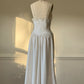 Vintage ivory satin slip dress – romantic lace trim lingerie maxi dress