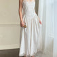 Vintage ivory satin slip dress – romantic lace trim lingerie maxi dress