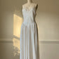 Vintage ivory satin slip dress – romantic lace trim lingerie maxi dress