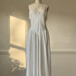 Vintage ivory satin slip dress – romantic lace trim lingerie maxi dress