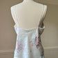 Vintage Satin Camisole in Pearl Ivory featuring Rose Bouquets Prints with Lace Bustier