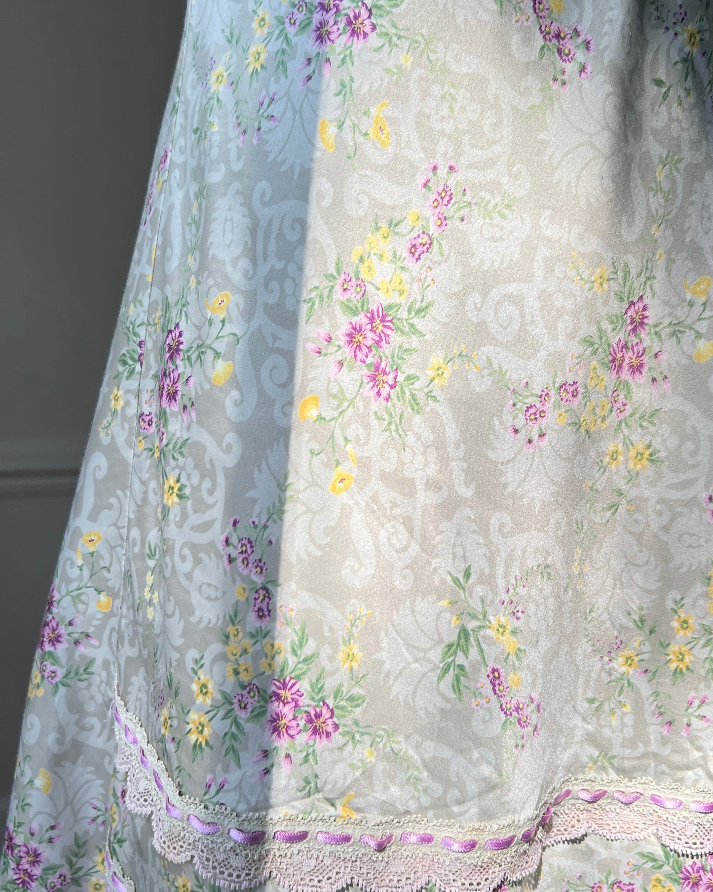 Sage Green Victorian inspired Midi Dress featuring Vintage Brocade Pattern