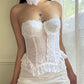 Ethereal Fairy Sheer Strapless Corset featuring Laced Bodice with Ruffled Trimmings