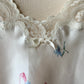 Vintage Satin Camisole in Pearl Ivory featuring Rose Bouquets Prints with Lace Bustier