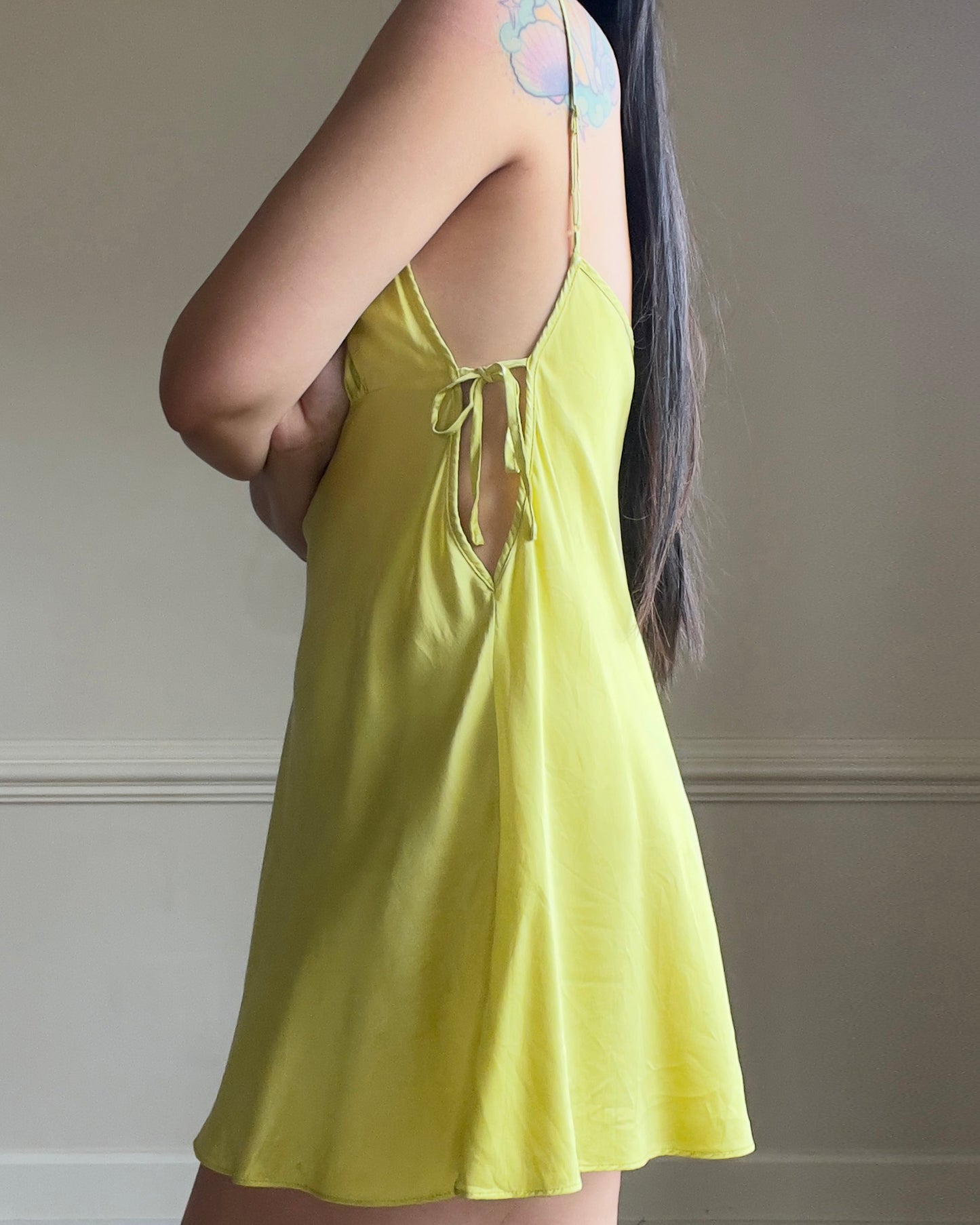 Unique Lime Green Victoria’s Secret Silk Slip Dress