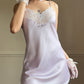 Milky Lavender Christian Dior Satin Slip featuring Paisley Laced Bustier and Lace Hemline Trimmings