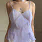 Adorable Sheer Camisole in Light Purple featuring Floral Lacing