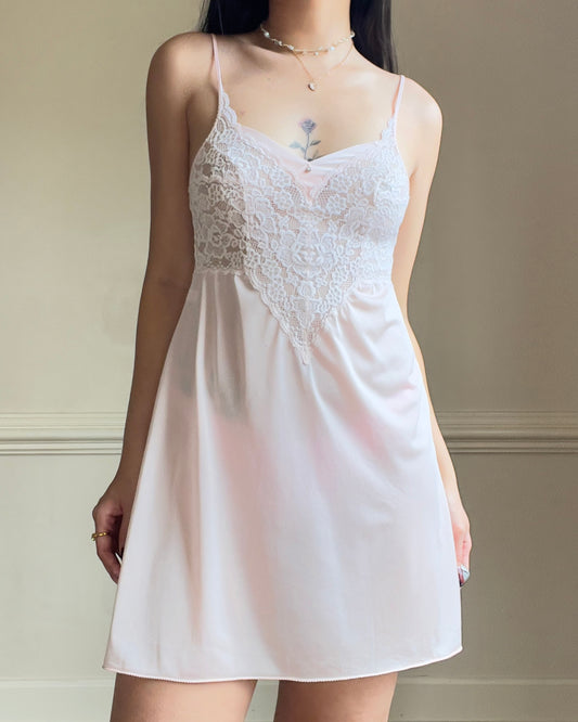 Soft and Feminine Blush Pink Sheer Slip featuring Beautiful Floral Embroidery Bustier