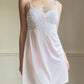 Soft and Feminine Blush Pink Sheer Slip featuring Beautiful Floral Embroidery Bustier