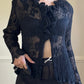 Crinkle Pleated Long Sleeves Blouse featuring Floral Prints