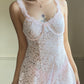 Romantic Sheer Floral Laced Slip in Soft Pink featuring Complete Floral Lace