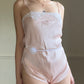 Vintage 1920’s Style Blushed Teddy Romper featuring Delicate Floral Lace Details
