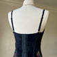 Feminine Grunge Velvet Corset featuring Embroidered Flowers Detail