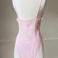 Baby Blushed Bodysuit featuring Lace Trimmings Detail with Embossed Patterned Fabric