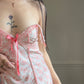 Eblin’s Vintage Print Dress featuring Unique Ribbon Stitching