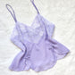 Adorable Sheer Camisole in Light Purple featuring Floral Lacing