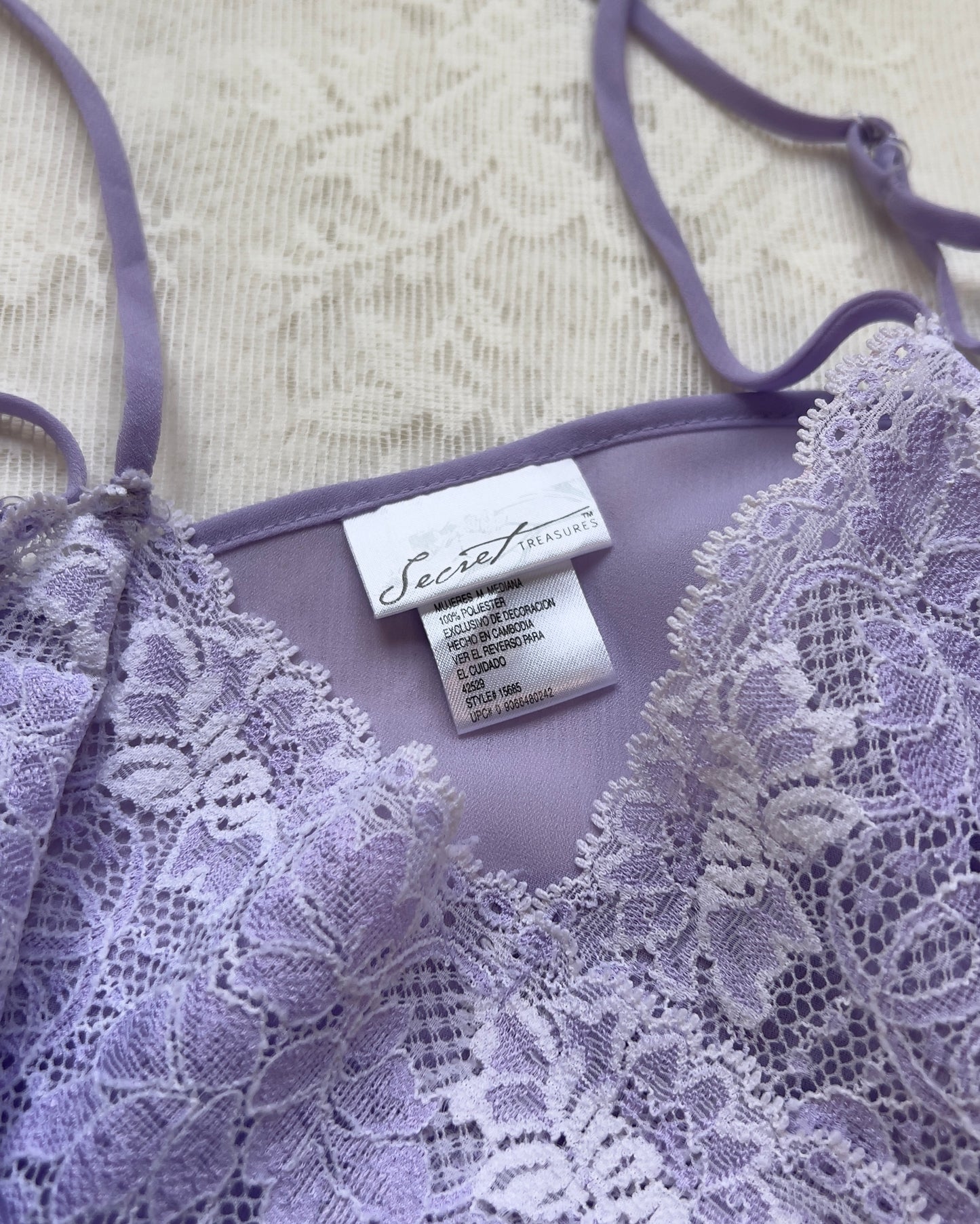 Adorable Sheer Camisole in Light Purple featuring Floral Lacing