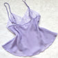 Adorable Sheer Camisole in Light Purple featuring Floral Lacing
