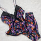 Vibrant Watercolor Roses Satin Matching in Violet Purple Set