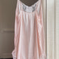 Victorian Era Inspired Rayon Babydoll Dress in Blush Pink featuring Intricate Lace Details