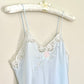 Vintage Pastel Blue Satin Dress featuring Rose Embroidery and Lace Trimmings