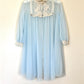 Vintage 80’s Baby Blue Chiffon Robe featuring Sheer Cream Floral Embroidery