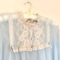 Vintage 80’s Baby Blue Chiffon Robe featuring Sheer Cream Floral Embroidery