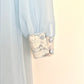 Vintage 80’s Baby Blue Chiffon Robe featuring Sheer Cream Floral Embroidery
