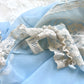 Vintage 80’s Baby Blue Chiffon Robe featuring Sheer Cream Floral Embroidery