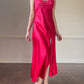 Vintage Victoria’s Secret Y2k Red Maxi Slip Dress featuring Rosette Lace Embroidery Bustier
