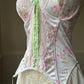 Stunning White Delicate Satin Corset featuring Floral Prints