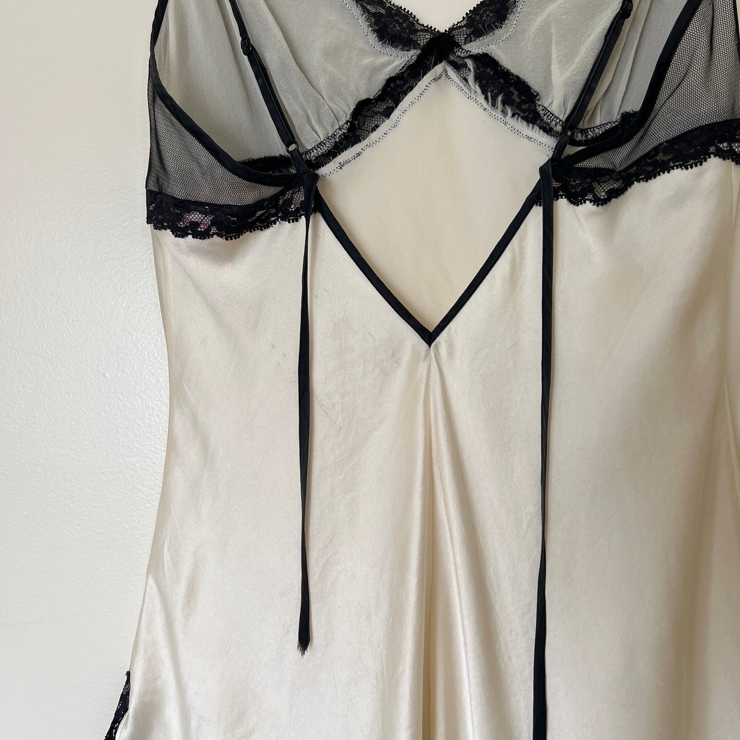 Victoria’s Secret Silk Slip Dress in Vintage Cream featuring Rosette Embroidery Details