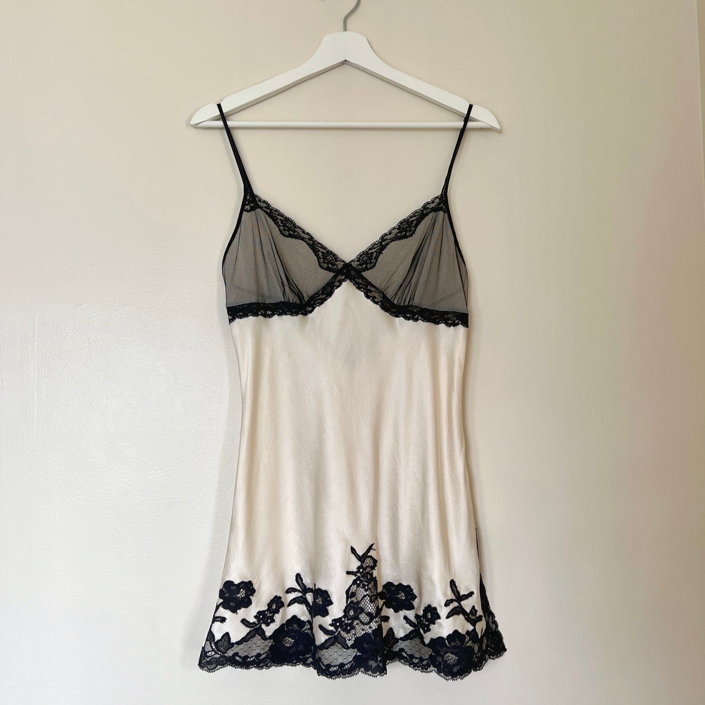 Victoria’s Secret Silk Slip Dress in Vintage Cream featuring Rosette Embroidery Details