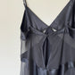 Victoria’s Secret Black Satin Dlip Dress featuring Sheer Mesh Cutout