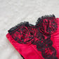 Frederick’s Strapless Cropped Satin Bustier Corset featuring Lace Embroidery